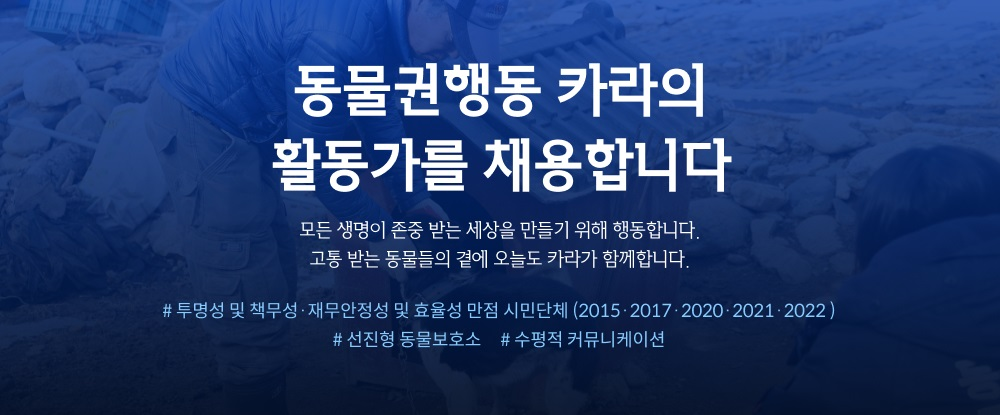 [동물권행동 카라] 「파주 지역 및 서울 취약계층 대상 반려동물 상생복지 사업」 프로젝트 담당자를 채용합니다.(채용시까지)