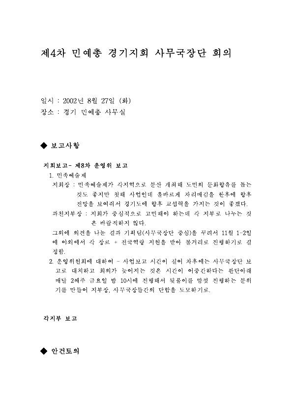 제4차 민예총 경기지회 사무국장단회의