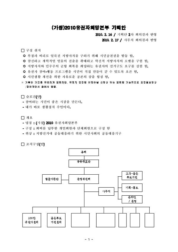 (가칭) 2010유권자희망본부 기획안