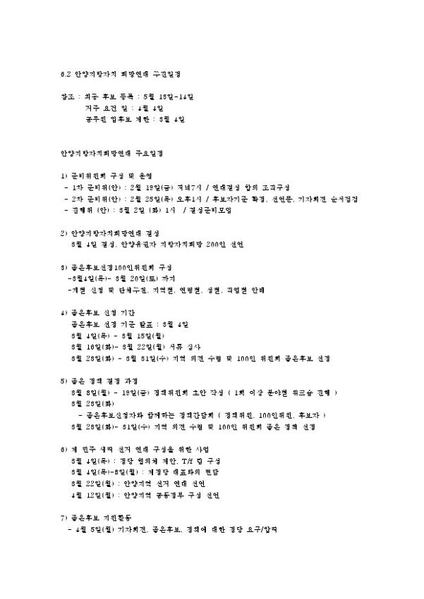 6.2 안양지방자치 희망연대 추진일정