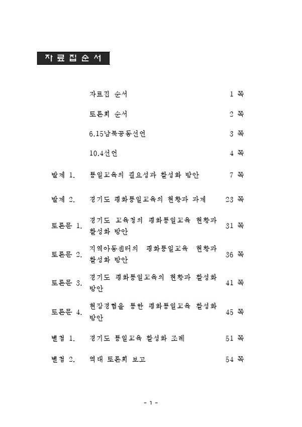 2011년 6.15공동선언실천 남측위원회 경기본부 2차 토론회 경기도의 각 시군별 평화통일 프로그램 개발 방안 자료집