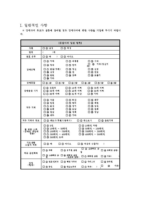 장애성인 평생교육 실태 설문조사지